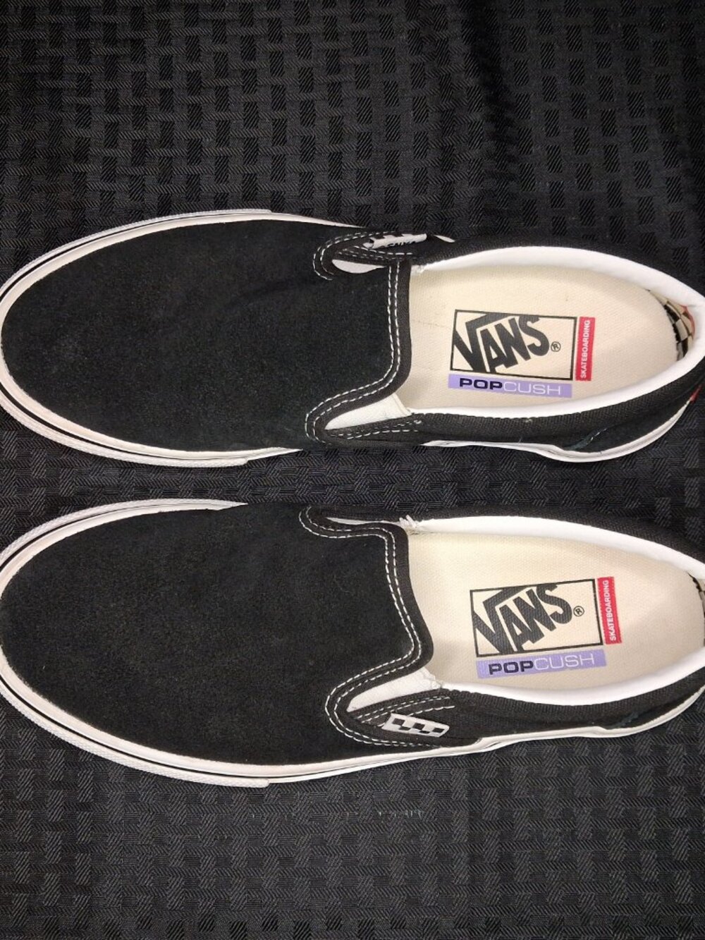 Vans Skate Slip-On Black & White Sneaker with PopCush Premium Insole Men sz 8